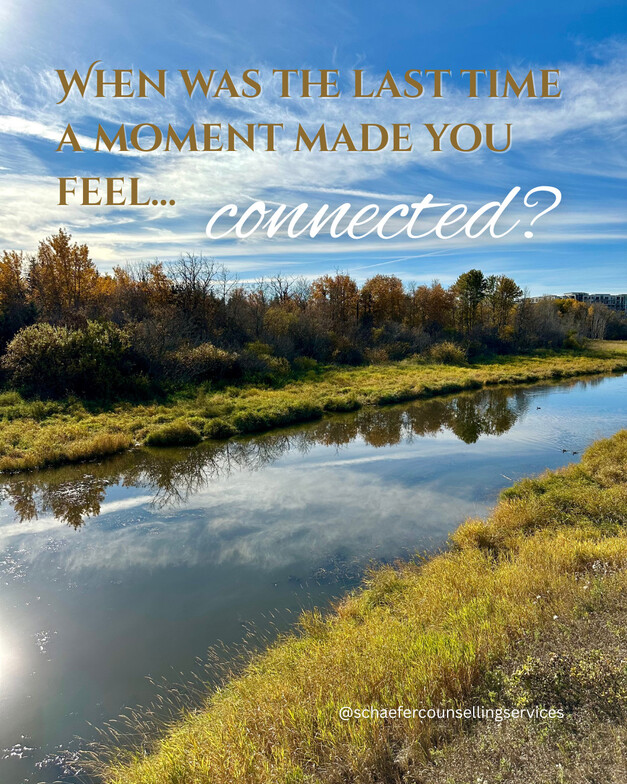 Sturgeon River in St. Albert, Alberta, with calm water, treed riverbank, distant apartment building, and a blue sky with clouds in autumn.