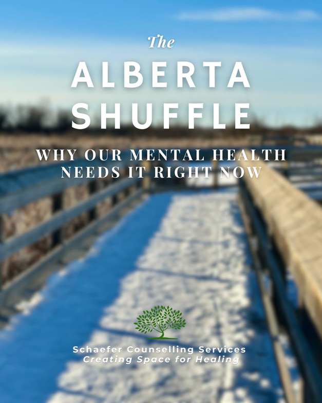 Blurred photo of Lois Hole Boardwalk, inviting the Alberta Shuffle, and why our mental health needs it right now.