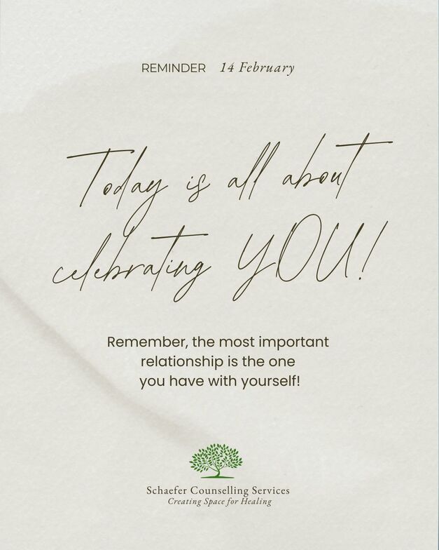 Image with encouraging words: Today is all about celebrating YOU! Remember, the most important relationship is the one you have with yourself!