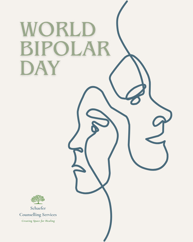 Soft background with text “World Bipolar Day” to raise awareness and reduce stigma.